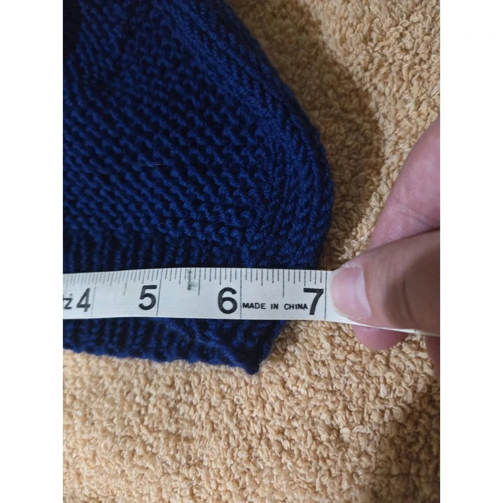 Mels Pdx knits Wool Handmade Royal Blue Beanie 6-9 mths baby Ribbed Winter Hat